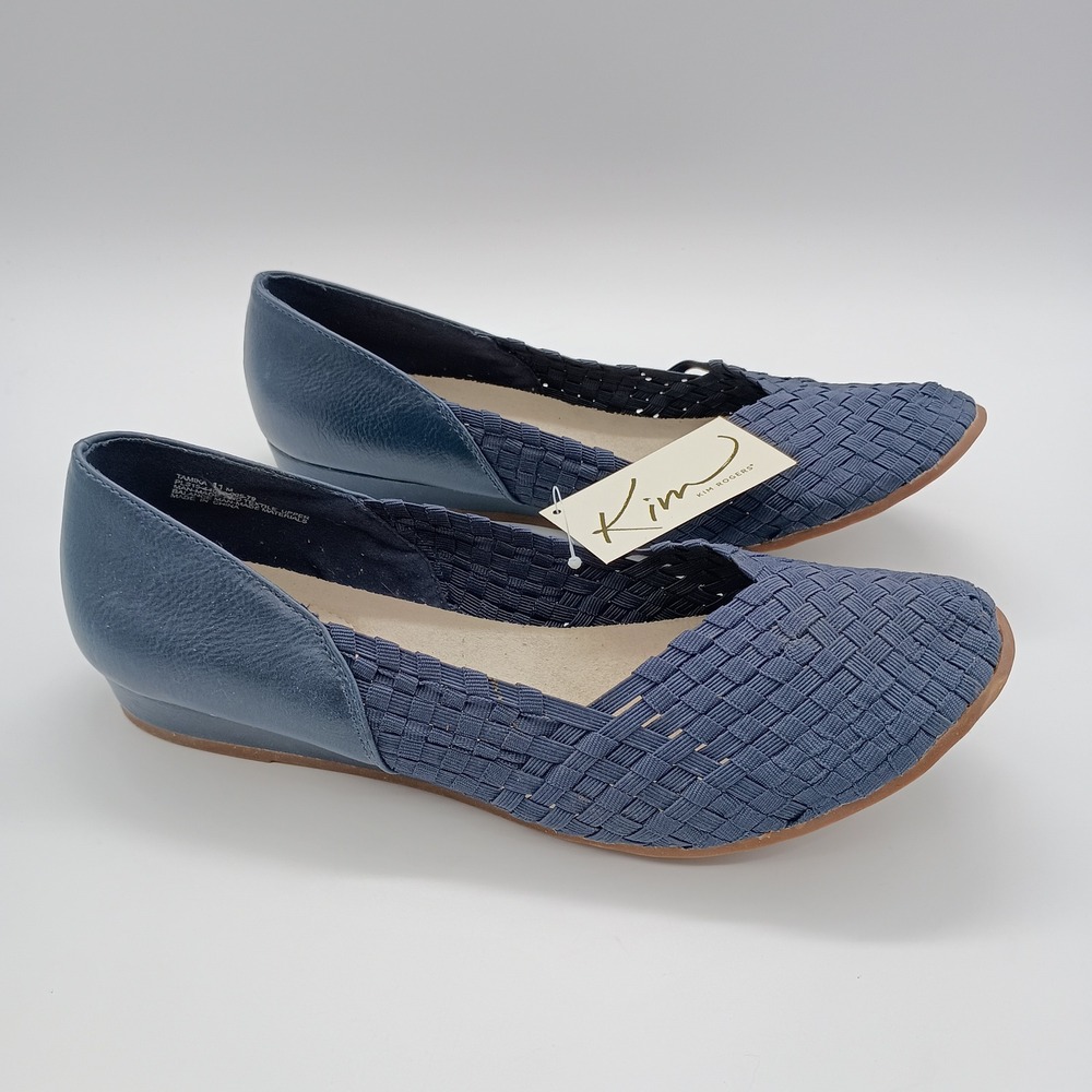 Kim Rogers Tamika Navy Blue Woven Flats Memory Foam Comfort Shoes Womens 11M